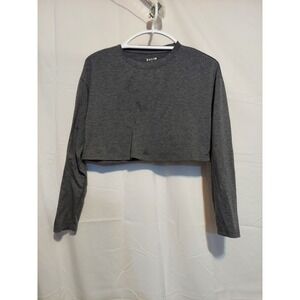 SHEIN Gray Crop Top Long Sleeve Casual Everyday Basic Womens Size M